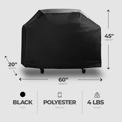 Black All-Weather Polyester Small/Medium Gas Grill Cover