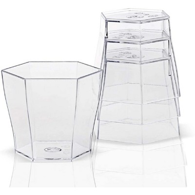 Clear Hexagon Disposable Plastic Dessert Cups - 20 Count