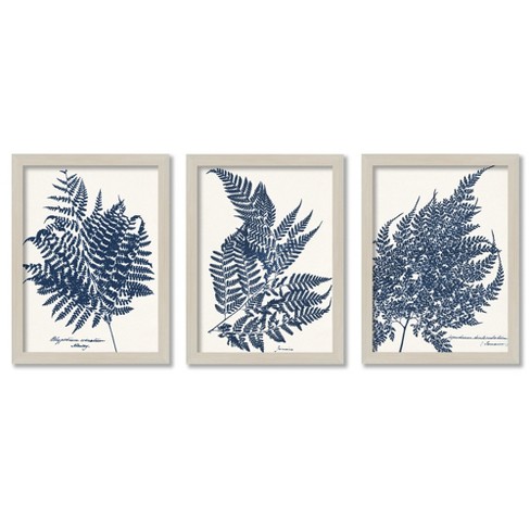 Blue Fern By Chaos & Wonder Design - 3 Piece Gallery Framed Print