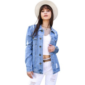 Anna-Kaci Women's Denim Not Your Boyfriends Jean Jacket - 1 of 4
