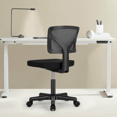 Low-Back Mesh Armless Office Chair,Swivel Rolling Computer Chair No Arms with Lumbar Support