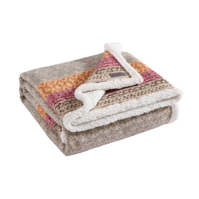 Cozy Sherpa-Fleece Reversible Throw Blanket, 50" x 60", Khaki