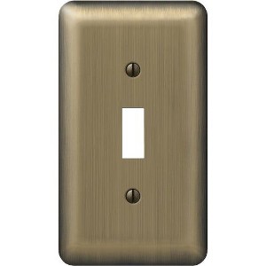 Amerelle 1-Gang Stamped Steel Toggle Switch Wall Plate, Brushed Brass - 1 of 1