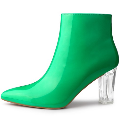 Clear chunky cheap heel boots