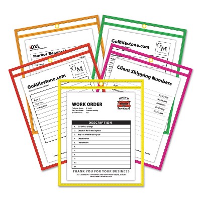 C-Line Stitched Shop Ticket Holder Neon Assorted 5 Colors 75" 9 x 12 25/BX 43910