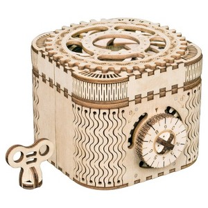 ROBOTIME Puzzle Box 3D Wooden Puzzle Model Kits, Beige, 4.9"*4"*3.4" - 1 of 4