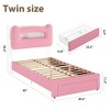 Upholstered Twin Bed Frame with 2-Tier Storage Headboard, Platform Bed with Charging Station and Drawer for Kids/Girls/Boys - 2 of 4