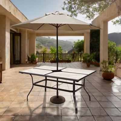 Brookfield Black Aluminum Frame Outdoor Dining Table with Porcelain Top