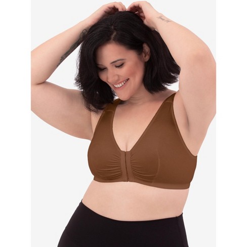 Leading Lady The Meryl - Cotton Front-closure Comfort & Sleep Bra In Mocha  Nude, Size: 50ab : Target