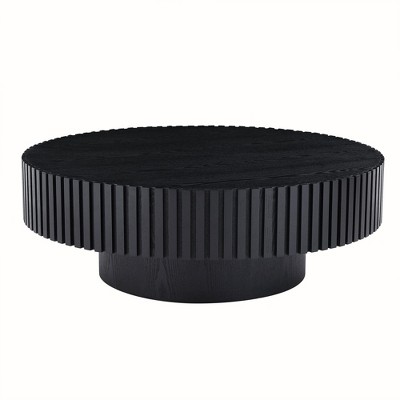 NicBex Modern 39.37" Round Coffee Table with Wood Pedestal for Living Room and Office