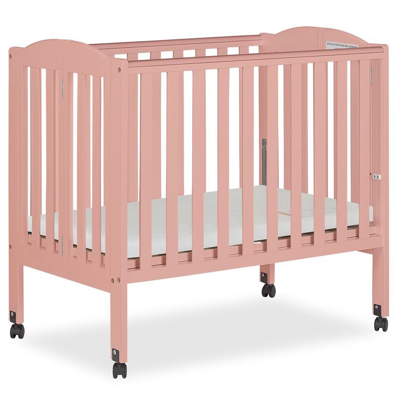 Dream On Me 2 in 1 Folding Portable Crib, Dusty Pink, 2 of 10