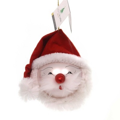 Italian Ornaments 4.5" Santa Face Ornament Italian Felt Hat  -  Tree Ornaments