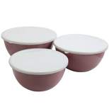 Gibson Home 6pc Steel Plaza Cafe Nesting Mixing Bowls with Lids