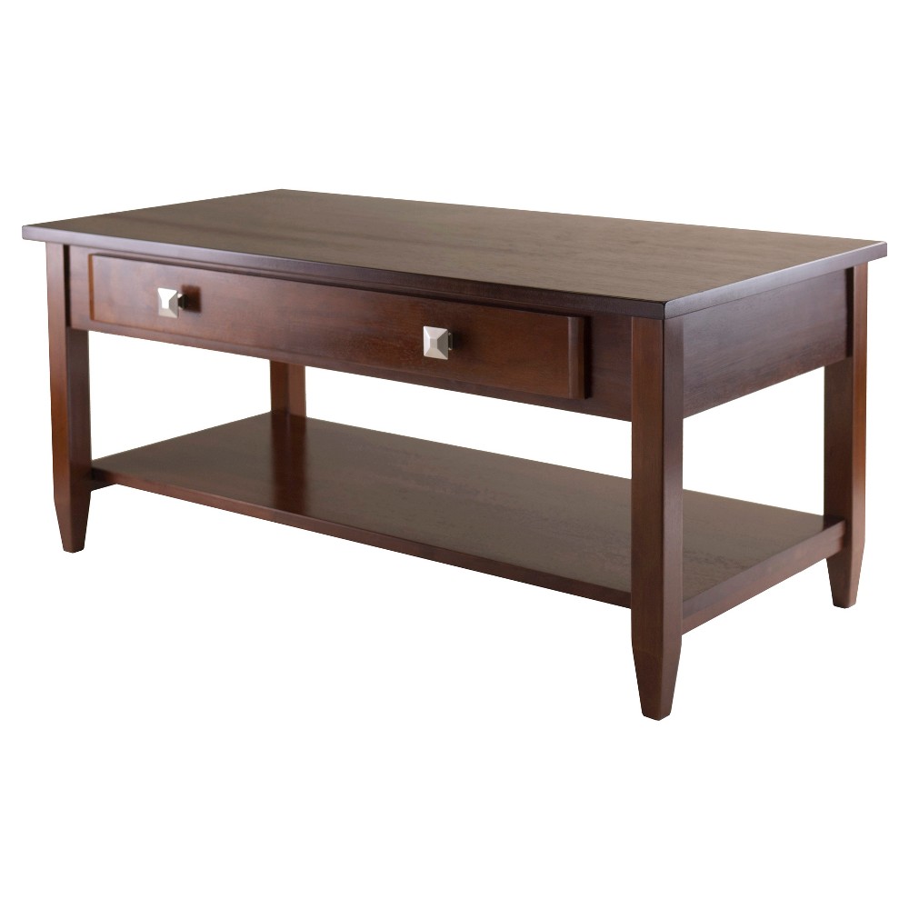 Photos - Coffee Table Richmond  with Tapered Leg Walnut Finish - Winsome: Storage Sh