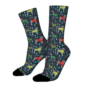 Grey Pitbulls Christmas Women Printed Crew Socks Funny Funky Socks Soft Polyester Novelty Gifts for Artists Men - 1 of 1