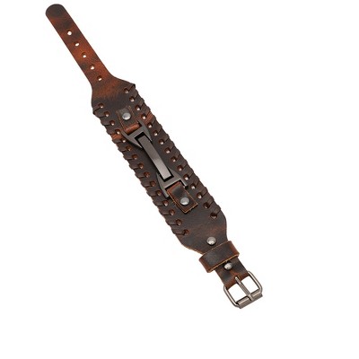 SOHI Women's Brown Chunky Leather Bracelet