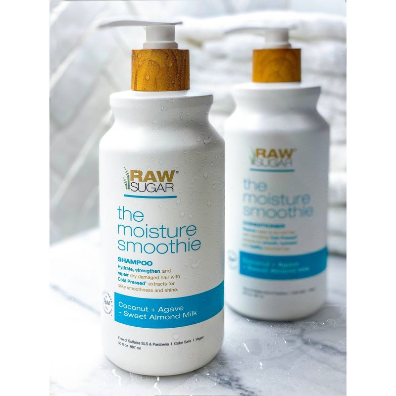 Raw Sugar Moisture Smoothie Shampoo Infused with Coconut + Agave + Sweet Almond Milk - 30 fl oz, 4 of 8