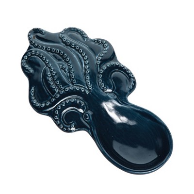 Beachcombers 8.9" Ceramic Octopus Spoon Rest for Kitchen Coastal Beach Stoneware Decor