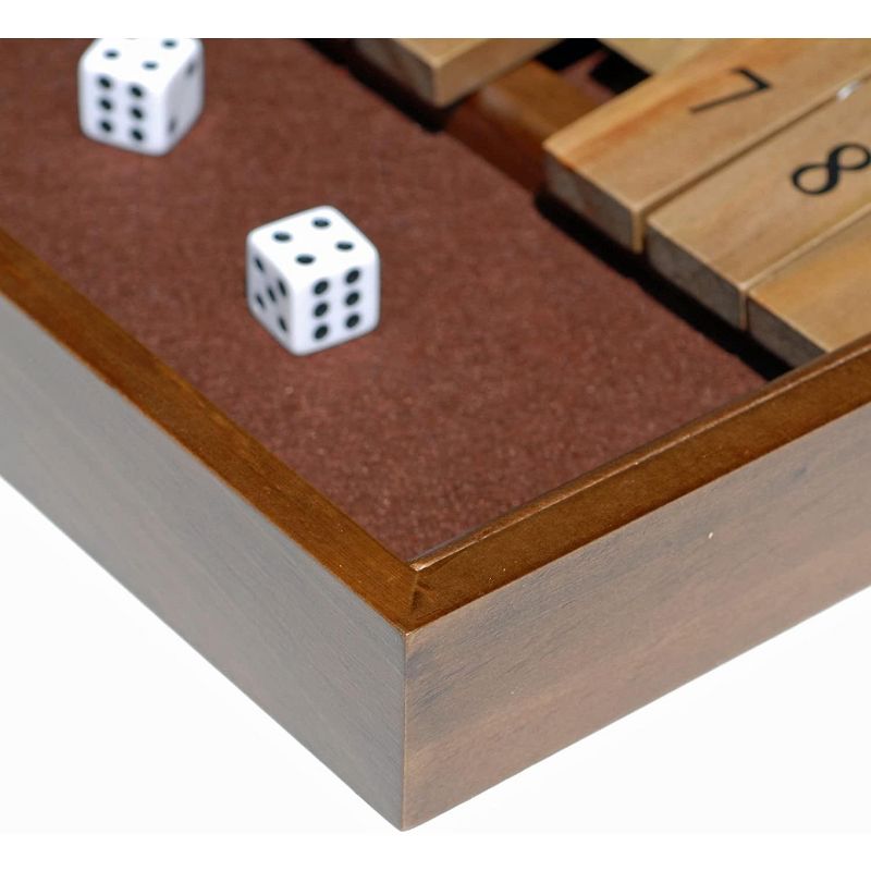 WE Games 9 Number Shut the Box Board Game with Walnut Stained Wood, 11 in., 3 of 5