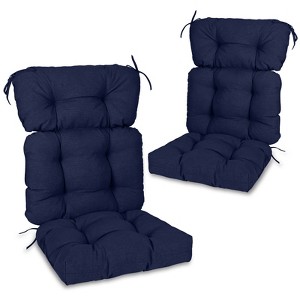 Aoodor Outdoor Tufted Back Cushions Patio Replacement Chair Cushion with Ties, Water and Fade Resistant for All Weather, Set of 2 - 1 of 4
