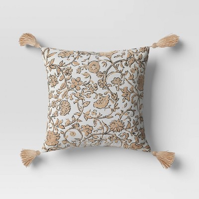 18x18 Metallic Embroidered Diamond Square Throw Pillow White/gold - Vcny  Home : Target