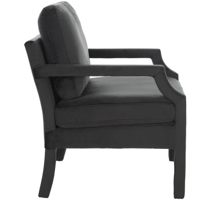 Mid-Century Black Velvet Accent Chair with Pine Wood Frame