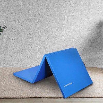 Blue 72-Inch Folding Exercise Mat with Handles