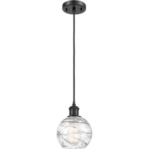 Athens Deco Swirl - 1 Light Cord Hung Mini Pendant In Industrial Style-8 Inches Tall and 6 Inches Wide - 1 of 1