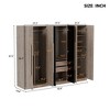 83"W 6 Door Wardrobe Clothing Armoire Closet Storage Cabinet  with 2 Drawers, Hanging Rails and Storage Shelves, Black+Natural-ModernLuxe - 3 of 4