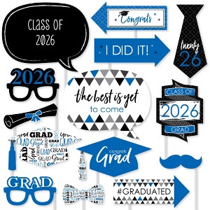 Big Dot of Happiness Blue 2026 Graduation Party Photo Booth Props Kit - 20 Count - 1 of 4