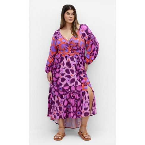 Women's Plus Size Gracie Print Dress - amethyst | CITY CHIC - image 1 of 4