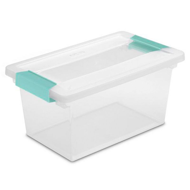 Sterilite 64 Quart Large Latching Stackable Clear Plastic Storage Tote Box, 12 Pack & Deep Clip Container Bins for Organization and Storage, 4 Pack, 2 of 7