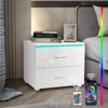 Hommpa Modern LED Small Nightstand Bedside Table with 2 Drawers - 3 of 4