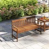 HOMLUX 2-Person Outdoor Patio Garden Bench Loveseat Porch Chair Solid Wood with Armrest, Small Table - 3 of 4