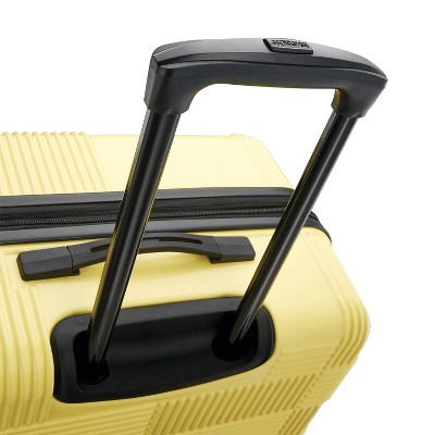 American Tourister NXT Hardside Large Checked Spinner Suitcase - Yellow: 8-Wheel Durable ABS