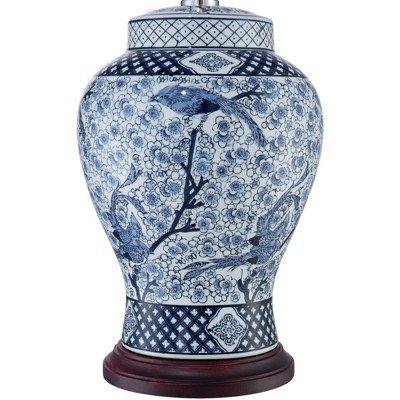 Blue and White Porcelain Bird Jar Table Lamp
