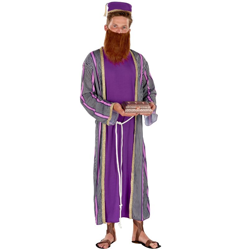 Adult 3 Wise Men Purple with Fez Hat, 1 of 3