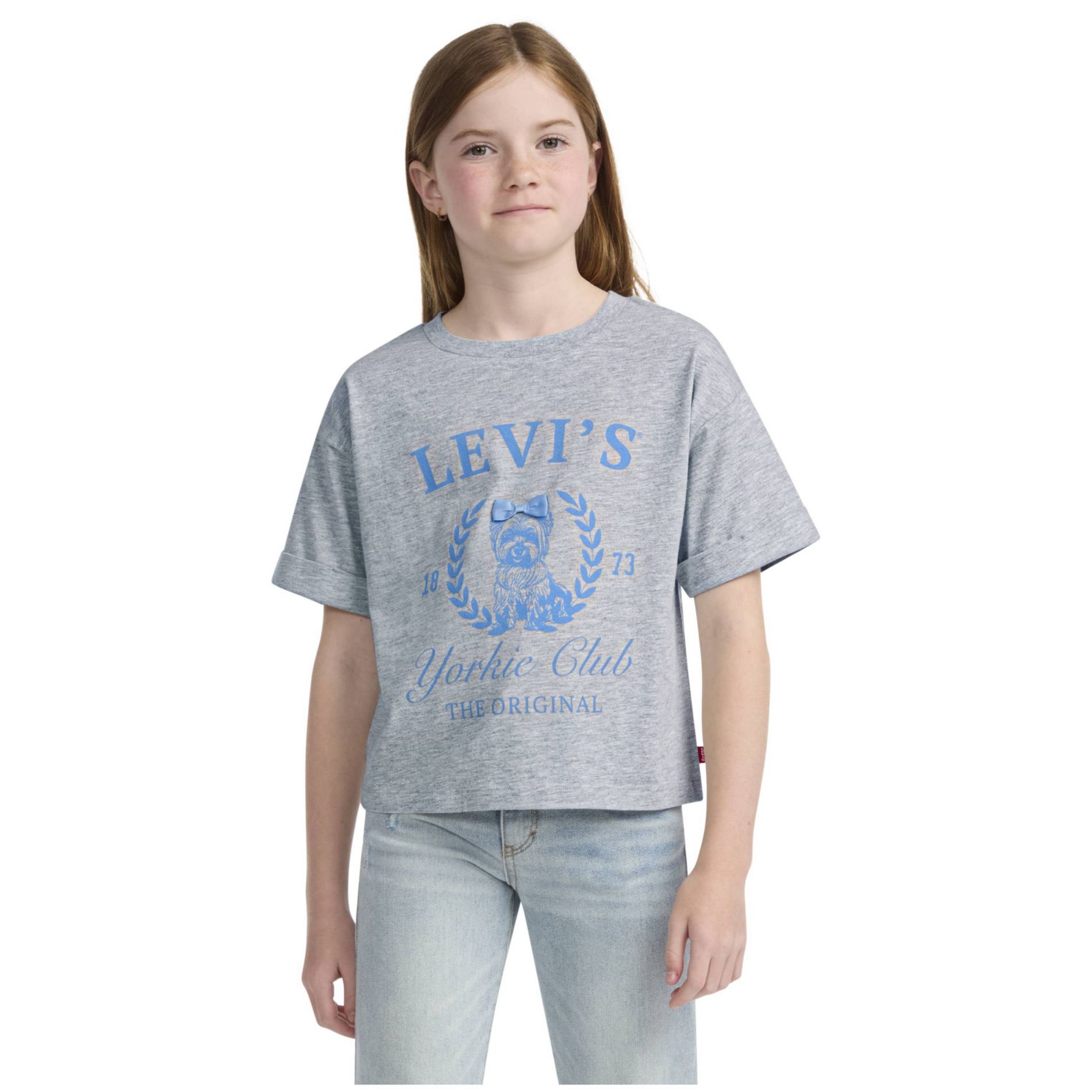 Levi's® Girls' Short Sleeve Roll Cuff T-Shirt - Heather Gray XL