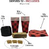 4E's Novelty 12 Pack 16 oz Buffalo Plaid Hot Cups with Lids, Napkins, Sleeves – Christmas Disposable Coffee Cups - 3 of 4