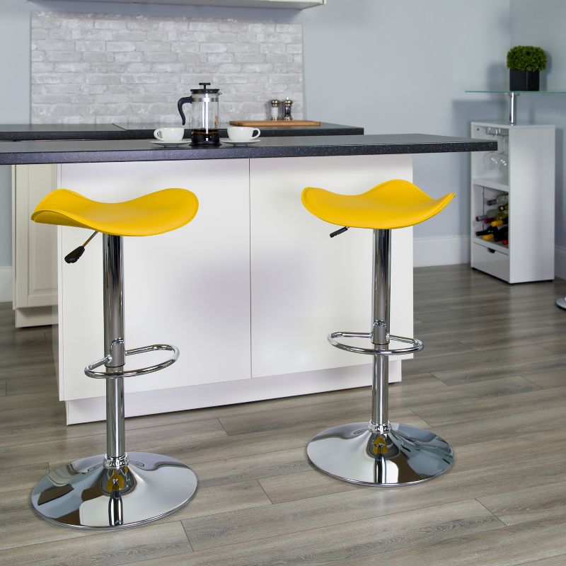 Flash Furniture Contemporary Vinyl Adjustable Height Barstool with Wavy Seat and Chrome Base, 2 of 11