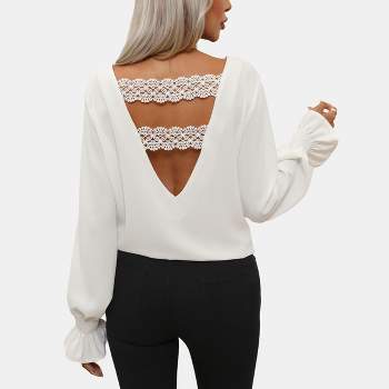 Women's Scalloped Lace Cutout V-Neck Top - Cupshe