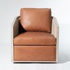 KINWELL 100% Top Grain Genuine Leather Oak Frame Rattan Swivel Barrel Armchair - 4 of 4