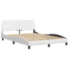 vidaXL Bed Frame with Headboard White 53.9 in.x74.8 in. Full Faux Leather - 2 of 4