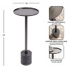 Kate and Laurel Vanora Metal and Marble Drink Table, 10x10x24, Pewter and Black - 2 of 4