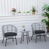 Resenkos 3 Pieces Patio Bistro Set, Two Hand-Woven PE Wicker Chairs And A Glass Bistro Table, Cream White - 3 of 4