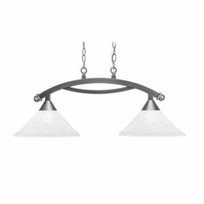 Toltec Lighting Bow 2 - Light Island Pendant Light in  Brushed Nickel with 12" Frosted Crystal Shade