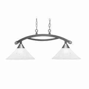Toltec Lighting Bow 2 - Light Island Pendant Light in  Brushed Nickel with 12" Frosted Crystal Shade - 1 of 1