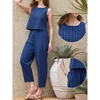 INSPIRE CHIC Women's Outfits Sleeveless Crop Top and Lounge Wide Leg Pants Gingham Pants Set 2 Pieces - 2 of 4