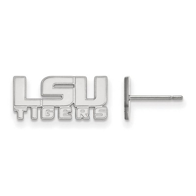 Black Bow Jewelry 14k White Gold Louisiana State Fighting Tigers NCAA Post Earrings
