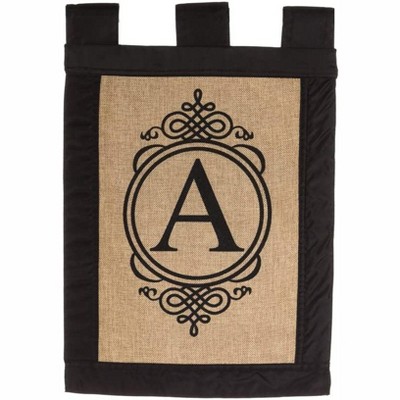 Evergreen Burlap Monogram Garden Flag - A